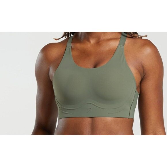 Gymshark Women’s Cross Back Sports Bra High Support Core Olive Size S NWT Yoga - Picture 1 of 7